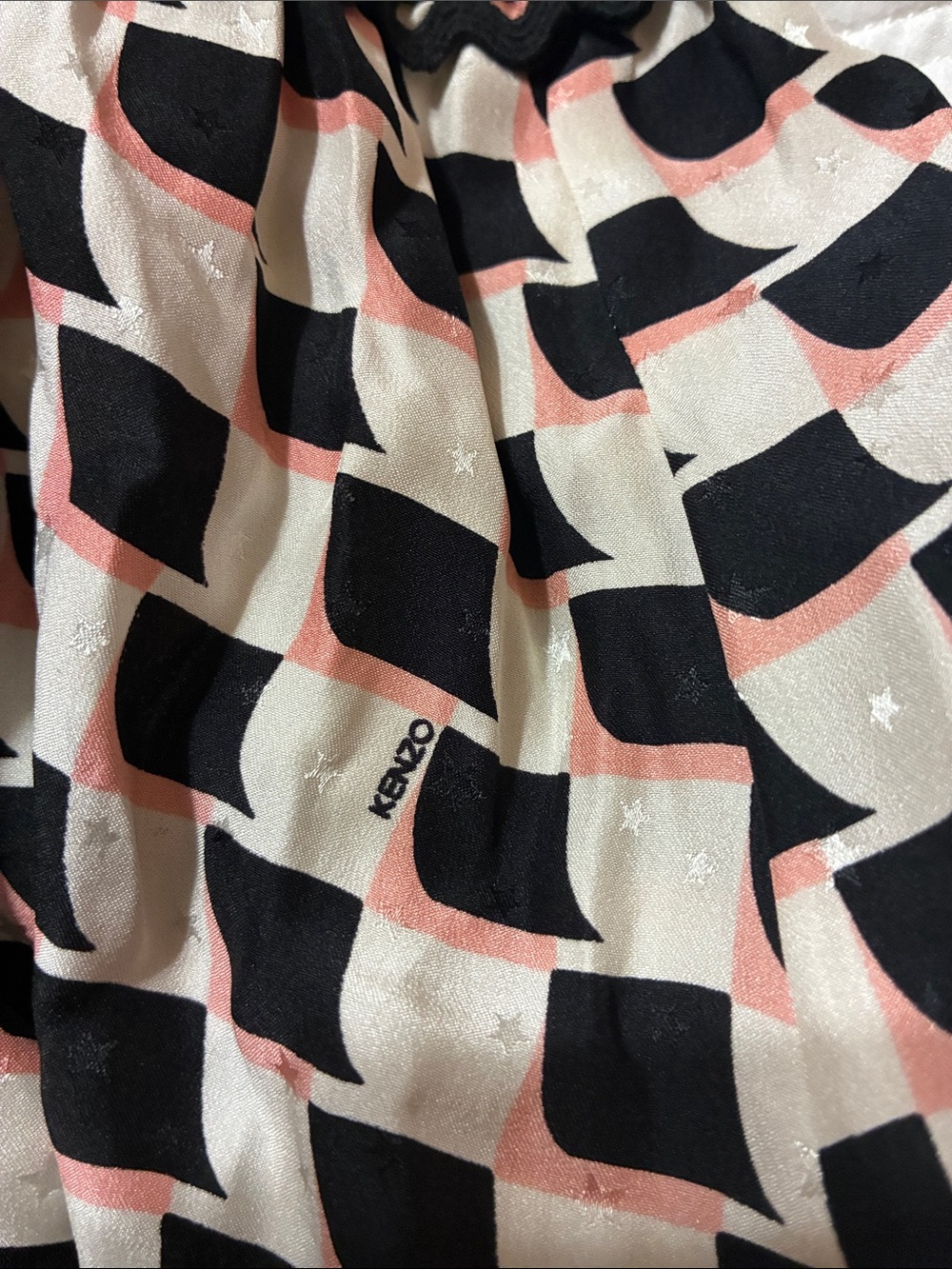 Kenzo Black and Cream Geometric Silk Mini Skirt NWT - Picture 3 of 9
